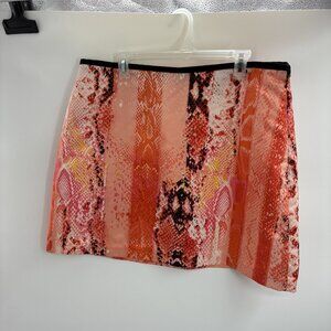 Worthington Womens 16 Pink Snake Print Zipper Side Lined Mini Skirt